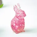 Figurine lapin en résine rose cristalline avec pétales pour décoration de bureau - Style ① Rose Foncé