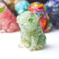 Green translucent resin pug dog figurine with artistic ice-crackle texture - Green Aventurine