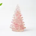 Sapin de Noël en résine rose cristal pour décoration de table au fini facetté - Petit (58mm de hauteur) / Quartz Pastèque