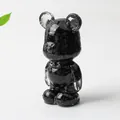 Figura de oso de cristal negro brillante con orejas transparentes y acabado de resina - Obsidiana