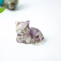 Miniature cat figurine made of purple natural crystal resin for home desk decoration - Dreamy Purple