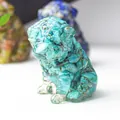 Artistic turquoise resin pug puppy figurine with detailed facial wrinkles for home decor - Turquoise