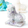 Resin crystal Pixiu statue made of amethyst and fluorite chips for home decor - Colorful Fluorite