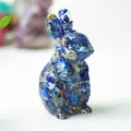 Figurine lapin en résine et éclats de lapis-lazuli bleu pour décoration de bureau - Style ① Lapis-lazuli