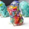 Artistic colorful resin Shar Pei dog sculpture with vibrant multicolor mosaic texture - Colorful Shell