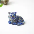 Miniature cat figurine hand-carved from natural blue lapis lazuli crystal stone - Lapis Lazuli