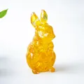 Golden translucent resin rabbit figurine with unique internal crackle texture - Style ① Yellow Crystal
