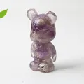 Estatua Bearbrick de resina morada con cristales de amatista naturales decorativos - Púrpura de Ensueño