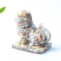 Tiger statue with natural crystals embedded in clear resin for office desk decor - Crazy Agate