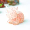 Pink translucent resin Highland Cow figurine with natural crystal texture for desk decor - Rose Quartz