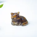 Miniature cat figurine made of tiger eye resin for Nordic style home desktop decor - Tiger's Eye