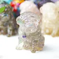 Translucent resin Shar Pei dog figurine in purple and green crystalline tones - Colorful Fluorite
