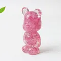 Pink resin teddy bear collectible figure filled with natural quartz crystals - Dark Pink