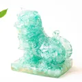 Resin crystal tiger statue in light cyan blue with shattered texture on base - Aquamarine
