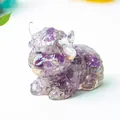 Purple amethyst crystal resin highland cow figurine for rustic desk ornament - Dreamy Purple