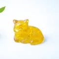 Amber crystal resin cat figurine ornament for minimalist home and office desk decor - Citrine