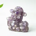 Miniatur-Gott des Reichtums aus lila Amethyst-Harz für Zuhause und Büro Deko - Traumhaftes Lila