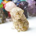Miniature resin Shar Pei dog figurine in transparent amber finish with wrinkled texture - Rutilated Quartz
