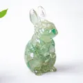 Figurine lapin en résine translucide vert clair avec texture de fluorite pour décoration - Style 1dongling Vert
