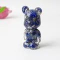 Artistic crystal bear figurine filled with navy blue natural crushed stones and resin - Lapis Lazuli