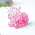 Pink resin Highland Cow figurine with crystal texture for home office desk decor - Dark Pink