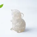 Figurine de souris en résine transparente avec cristaux naturels pour déco de bureau - Cristal blanc