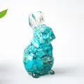 Figurine de lapin artistique en résine transparente et cristaux de turquoise verte - Style ① Turquoise