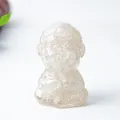 Statua di scimmia meditante in resina di cristallo bianco per decorazione da tavolo - Cristallo di rocca