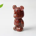 Artistic crystal bear figurine in reddish-brown resin and natural stone for home decor - Red Jasper