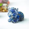 Highland cow figurine crafted from blue lapis resin, rustic desk decor animal sculpture - Lapis Lazuli