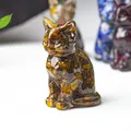 Sitting cat figurine crafted with tiger eye style crushed stones and polished resin finish - Tiger's Eye