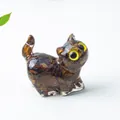 Figurine de chat avec texture œil de tigre et grands yeux jaunes pour bureau - Œil de tigre