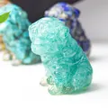 Artistic resin Shar Pei pug figurine in light green with unique ice crackle texture - Aquamarine