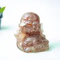 Laughing Buddha statue made of natural strawberry crystal resin for home decor - Strawberry Quartz