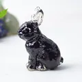 Translucent black resin rabbit ornament with glossy finish and clear ear details - Obsidian