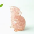 Figurine de rat en résine et quartz rose avec texture translucide pour le bureau - Quartz rose