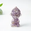 Statuetta del Re Scimmia in cristallo viola in posa meditativa per decoro casa - Viola da Sogno