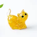 Figurine de chat en pierre naturelle ambre translucide pour la décoration de bureau - Citrine