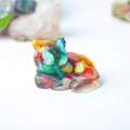 Miniature resin cat figurine with colorful mosaic crystal inlay for home desk decor - Colorful Shell
