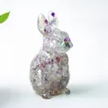Figurine lapin en résine avec éclats de cristal violet pour décoration bureau - Style ① Fluorite Colorée