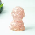 Statua di scimmia monaco in resina di quarzo rosa per meditazione e decoro zen - Quarzo rosa