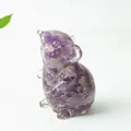 Figurine de rat du zodiaque en résine avec cristaux naturels violets pour bureau - Violet de Rêve