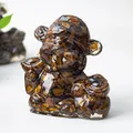 Tiger Eye stone resin Caishen figurine for wealth luck and home decor ornament - Tiger's Eye