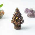Tiger's eye resin Christmas tree figurine with a polished brown and gold texture - Tiger's Eye