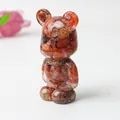 Artistic resin bear figurine filled with natural reddish-brown crystal stones - Red Agate