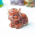 Highland cow figurine with red natural crystal stones and resin for home desk decor - Red Jasper