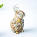 Figurine de lapin debout en résine avec pierres de cristal naturelles brunes et jaunes - Style ① Crazy Agate