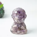 Statuina di scimmia zen in meditazione fatta di cristalli viola e bianchi in resina - Viola da Sogno