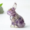 Standing rabbit figurine handcrafted with purple amethyst crystals and clear resin - Dreamy Purple