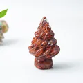 Elegant amber-colored resin Christmas tree ornament with a polished finish and spiral design - Red Jasper